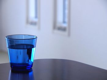 Close-up of water in glass on table