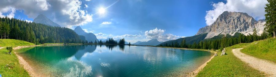 Panoramic view of lake against sky