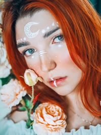 Close-up portrait of beautiful young woman