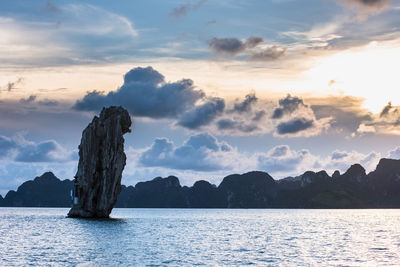 Panoramic view of sea against sky during sunset