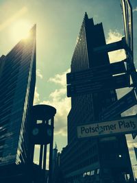 Low angle view of modern building against sky