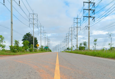 Surface level of road against sky