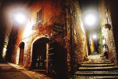 Illuminated steps at night