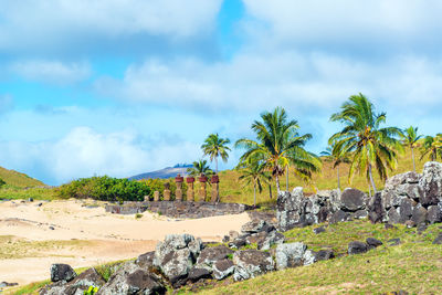 Scenic view of landscape against cloudy sky