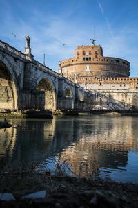 Arch bridge over river