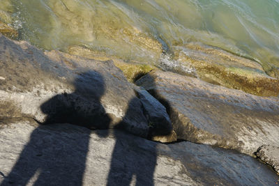 High angle view of shadow on beach