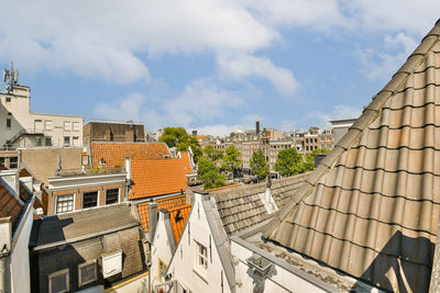 High angle view of buildings in city