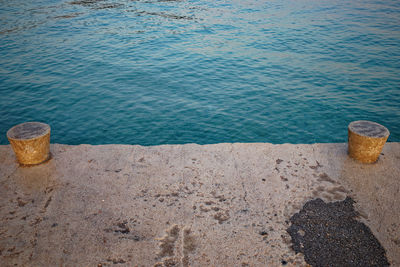 High angle view of sand on beach