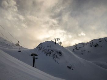 Scenic view of snow covered mountains against sky