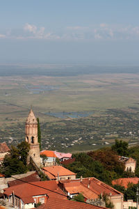 High angle view of townscape against sky