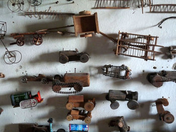 Various old-fashioned push carts displayed in fondazione museo ettore guatelli