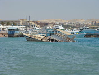 View of marina at harbor