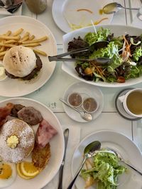 High angle view of food on table