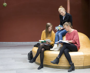 Students on university corridor