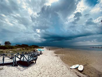 Scenic view of beach against sky