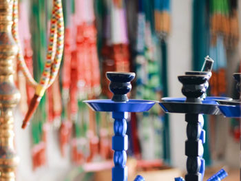 Close-up of hookah pot at market stall