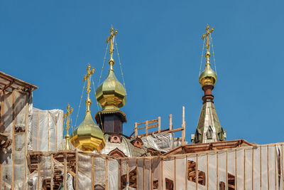 Low angle view of church against clear sky