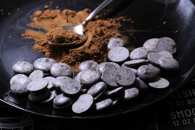 High angle view of chocolate in container