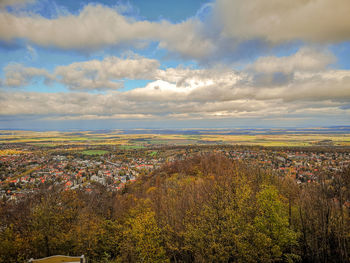 High angle view of townscape against sky