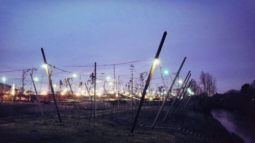 View of field at sunset