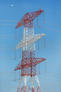 Low angle view of electricity pylon against sky