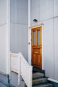 Closed door of building