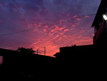 Low angle view of silhouette buildings against sky during sunset