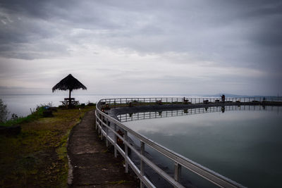 Scenic view of sea against sky at dusk