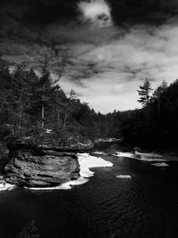 Scenic view of sea against cloudy sky