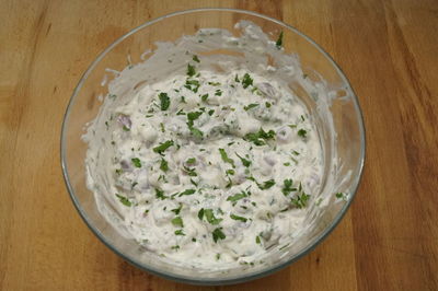 High angle view of salad in plate