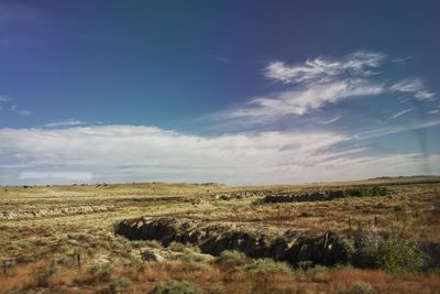 Scenic view of landscape against cloudy sky