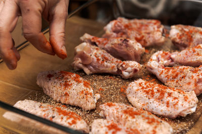 Close-up of person preparing food