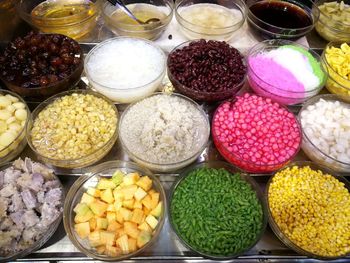 High angle view of various fruits for sale in market