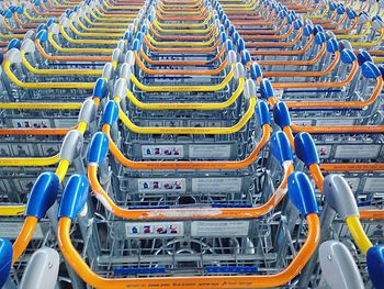 Full frame shot of trolleys at airport