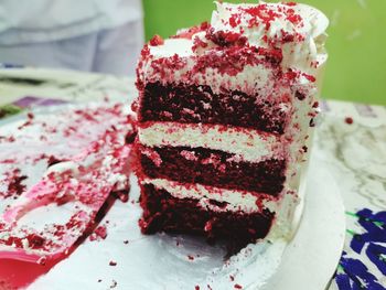 Close-up of cake in plate on table