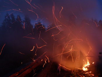 Firework display at night