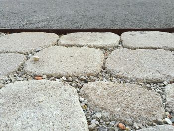 Close-up of pebbles on sand