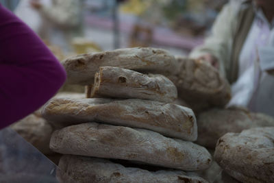 Close-up of hand holding bread