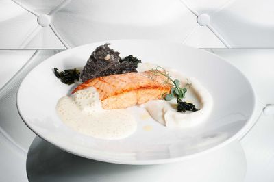 High angle view of food in plate