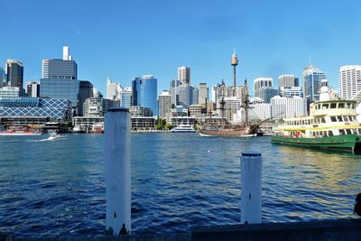 River against centrepoint tower in city