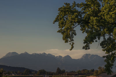 Scenic view of mountains against clear sky