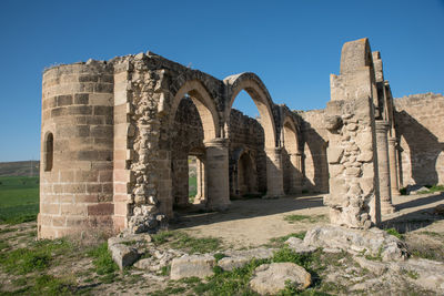 Old ruin building against clear sky