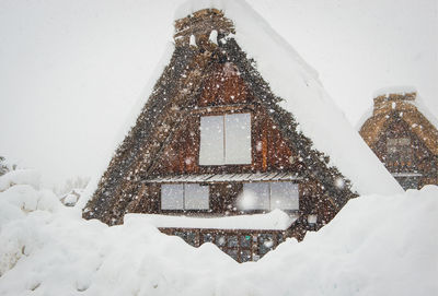 Shirakawago with snowfall, japan