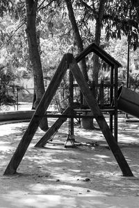 View of swing in park