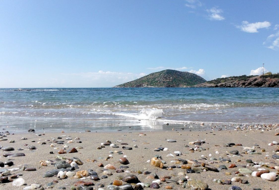 sea, water, beach, sky, land, scenics - nature, beauty in nature, horizon over water, horizon, tranquility, tranquil scene, rock, nature, day, solid, no people, wave, sand, cloud - sky, outdoors, pebble