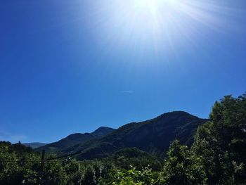 Scenic view of landscape against clear blue sky