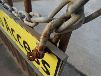 Close-up of padlock on chain