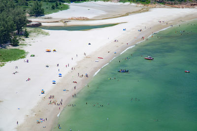 Aerial view of beach on sunny day