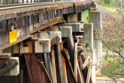 Close-up of rusty metallic structure
