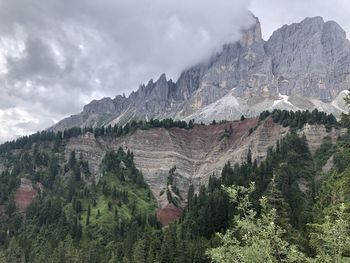 Scenic view of mountains against cloudy sky